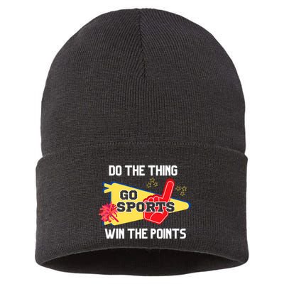 Go Sports Do The Thing Win The Points Funny Sustainable Knit Beanie