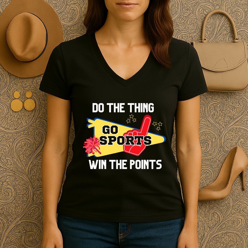 Go Sports Do The Thing Win The Points Funny Women's V-Neck T-Shirt