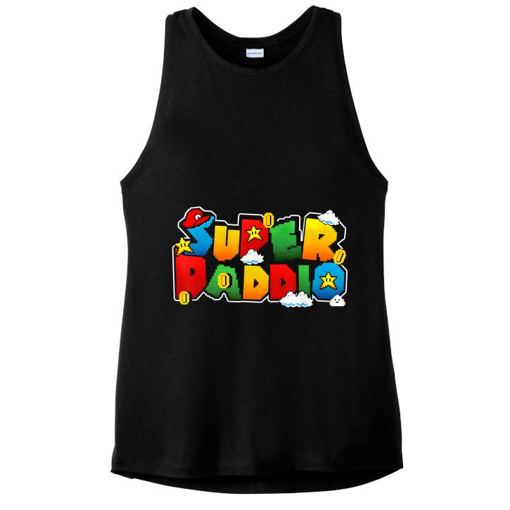 Gamer Super Daddy Funny Father Day Gifts From Wife & Kids Ladies PosiCharge Tri-Blend Wicking Tank
