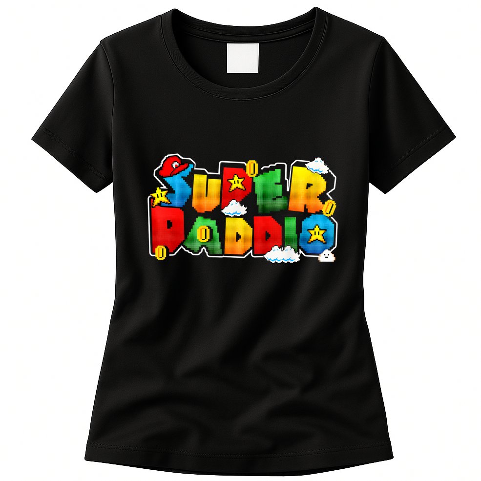 Gamer Super Daddy Funny Father Day Gifts From Wife & Kids Womens T-Shirt