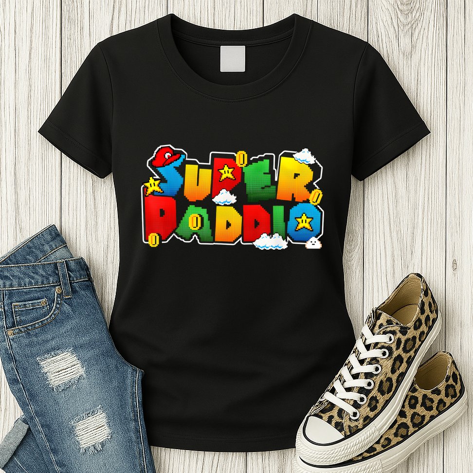 Gamer Super Daddy Funny Father Day Gifts From Wife & Kids Womens T-Shirt