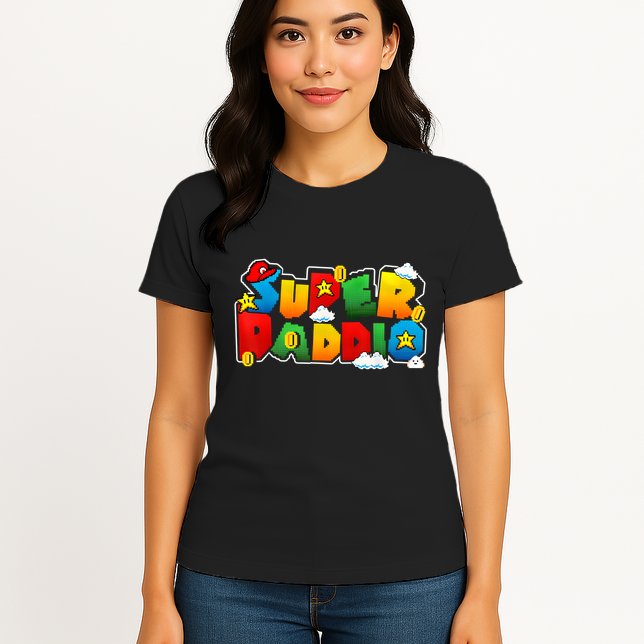 Gamer Super Daddy Funny Father Day Gifts From Wife & Kids Womens T-Shirt