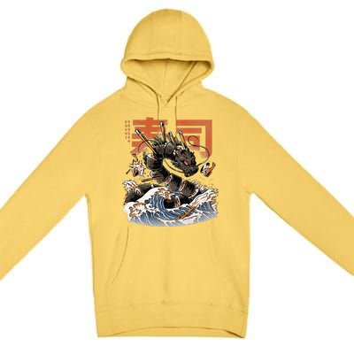 Great Sushi Dragon Japanese Food Kawaii Dragon Anime Sushi Premium Pullover Hoodie