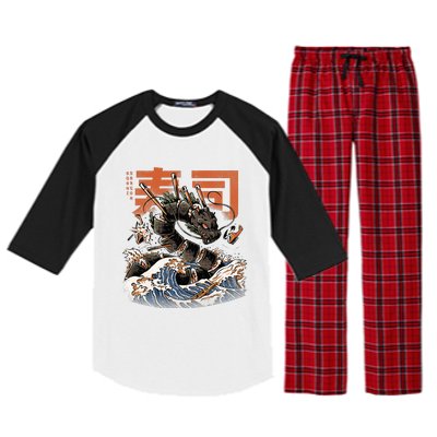 Great Sushi Dragon Japanese Food Kawaii Dragon Anime Sushi Raglan Sleeve Pajama Set