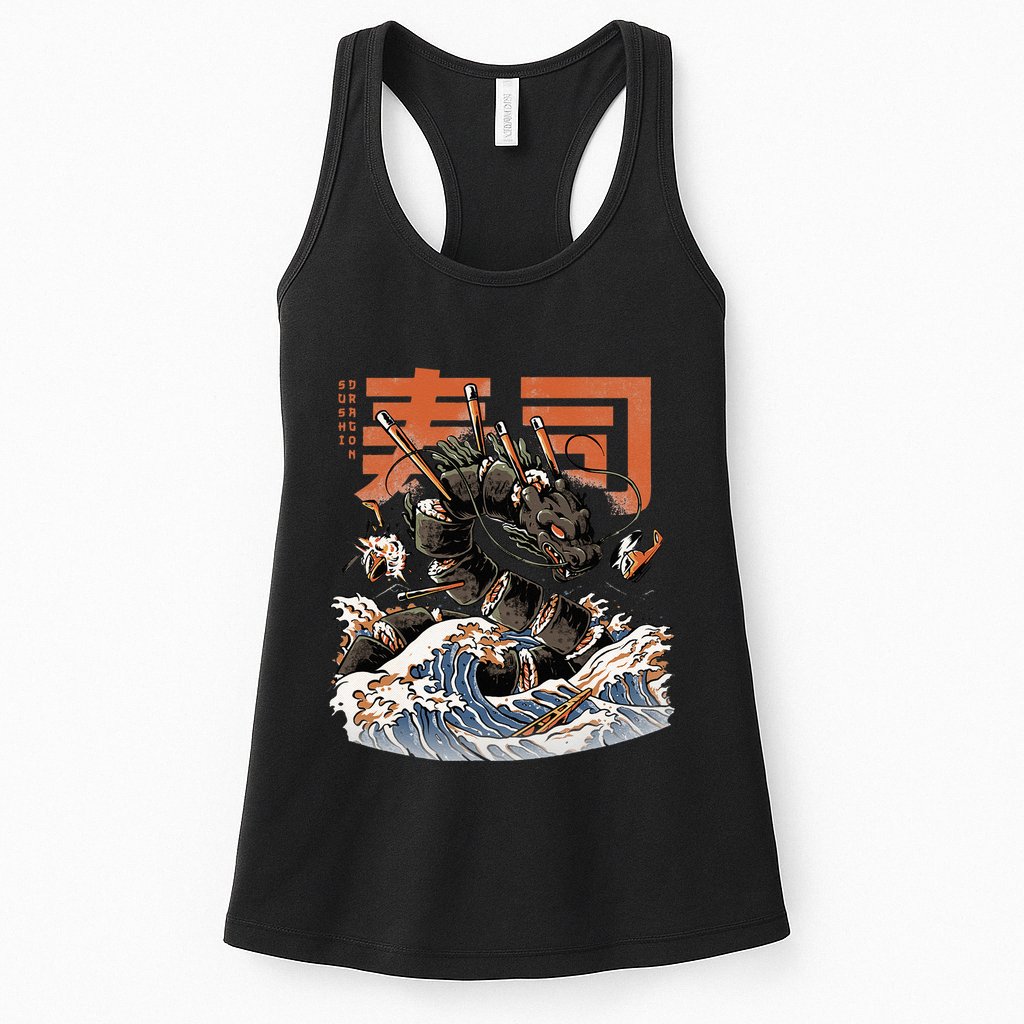 Great Sushi Dragon Japanese Food Kawaii Dragon Anime Sushi Womens Tank Top