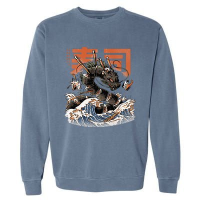 Great Sushi Dragon Japanese Food Kawaii Dragon Anime Sushi Garment-Dyed Sweatshirt