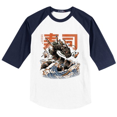 Great Sushi Dragon Japanese Food Kawaii Dragon Anime Sushi Baseball Sleeve Shirt