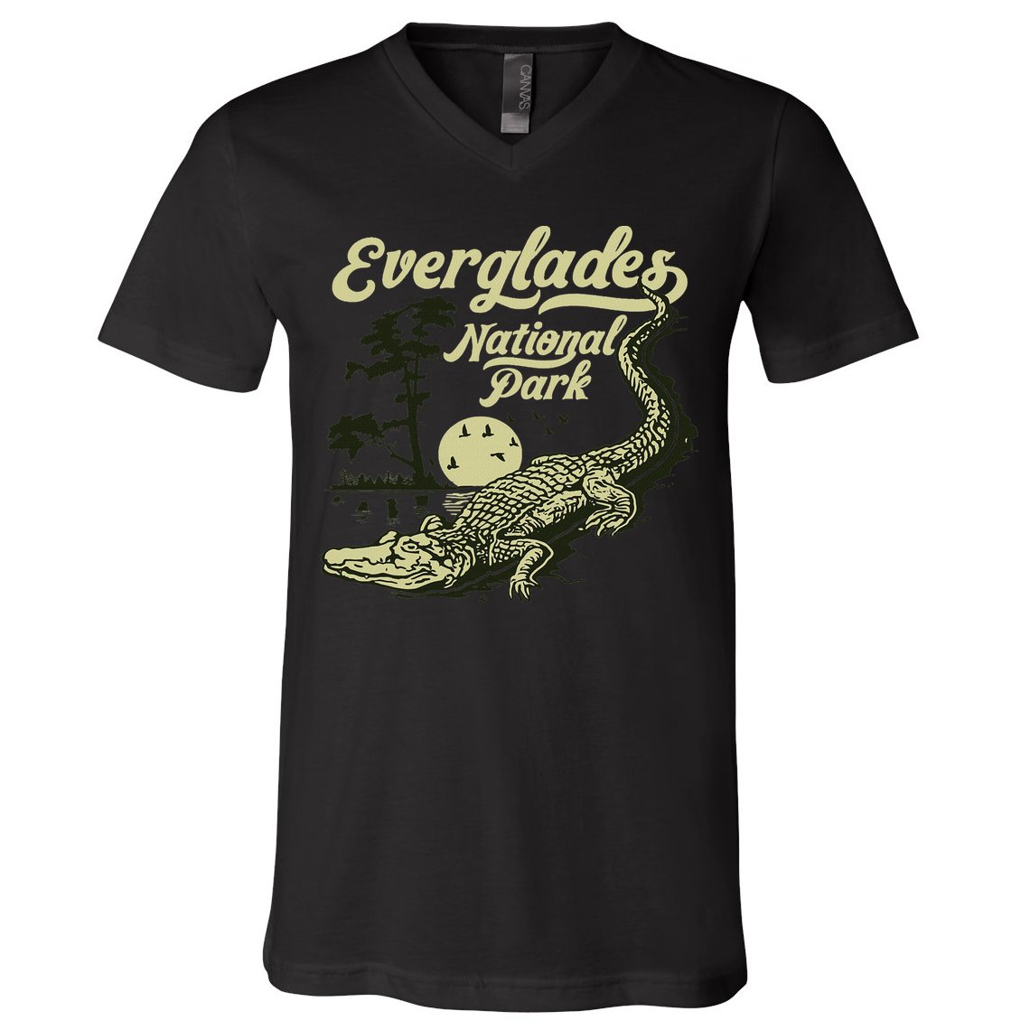 Giant Step Design Co. Everglades National Park Vintage Crocodile Alligator Florida V-Neck T-Shirt