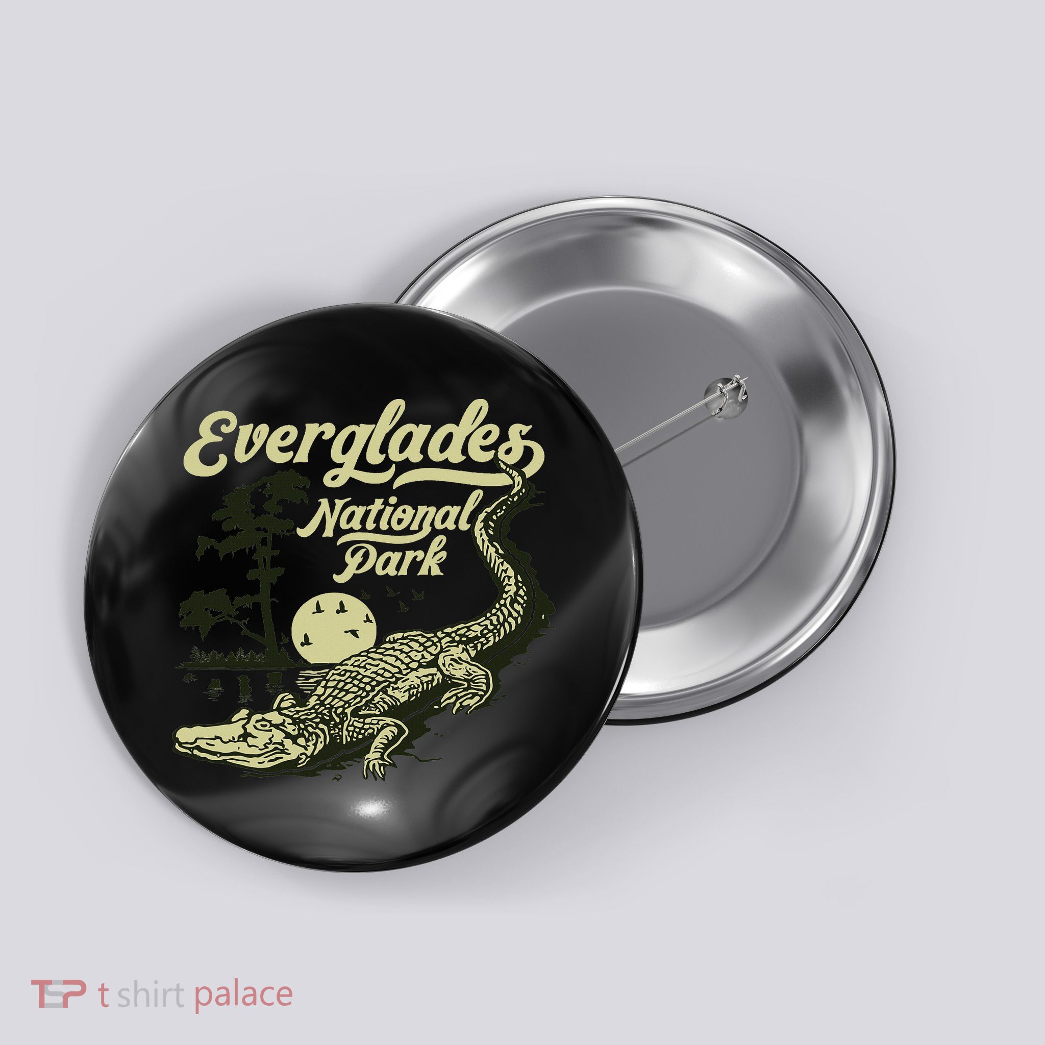 Giant Step Design Co. Everglades National Park Vintage Crocodile Alligator Florida Button