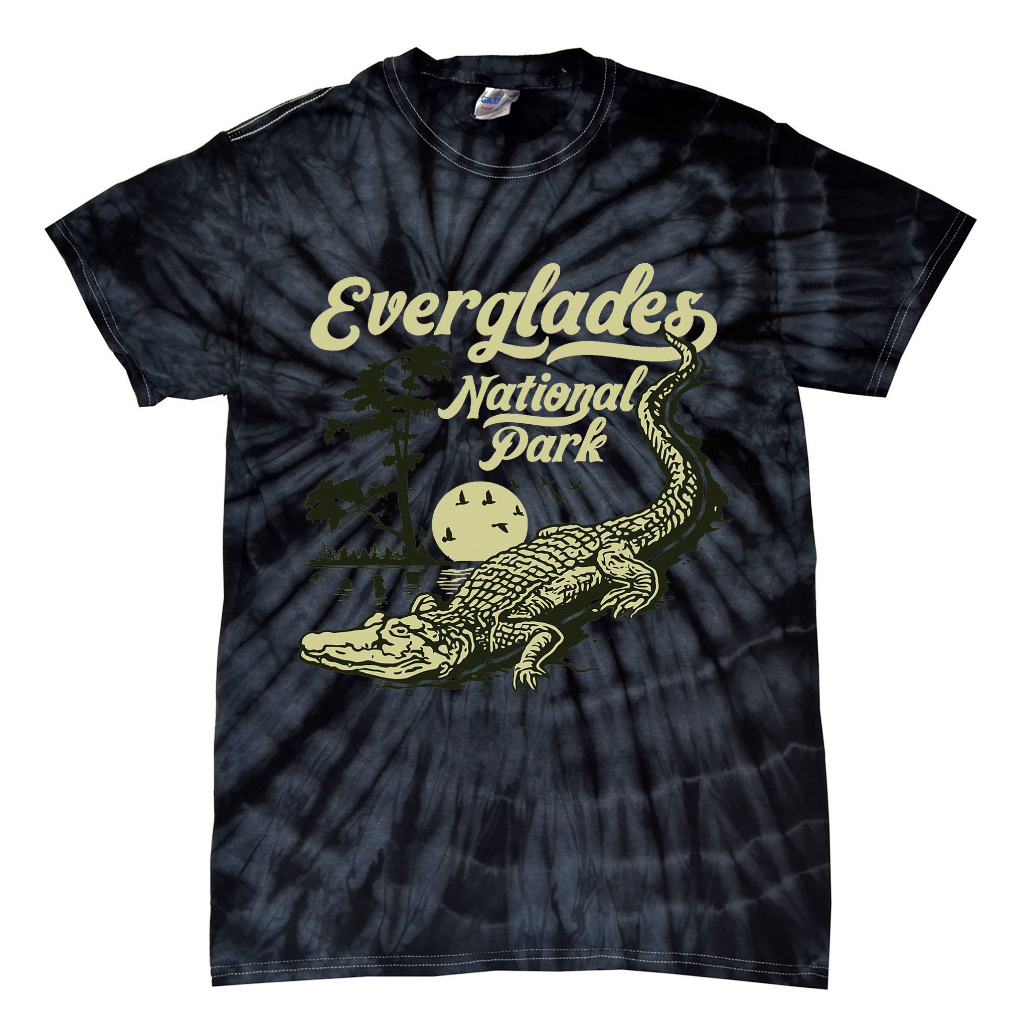 Giant Step Design Co. Everglades National Park Vintage Crocodile Alligator Florida Tie-Dye T-Shirt