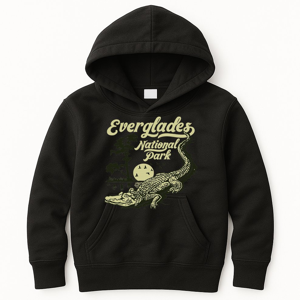 Giant Step Design Co. Everglades National Park Vintage Crocodile Alligator Florida Kids Hoodie