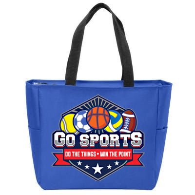 Go Sports Do The Things Win The Points Fan Athletic Game Gift Zip Tote Bag