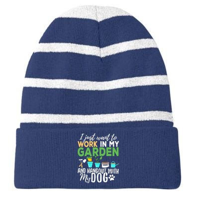 Gardening Shirts Dog Lover Gardener Garden Pet Gift Plants Striped Beanie with Solid Band