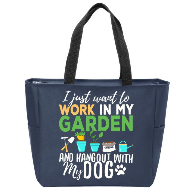 Gardening Shirts Dog Lover Gardener Garden Pet Gift Plants Zip Tote Bag
