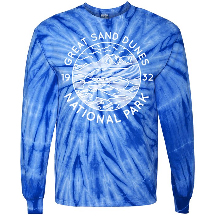 Great Sand Dunes National Park Cool White Line Art Outdoor Gift Tie-Dye Long Sleeve Shirt