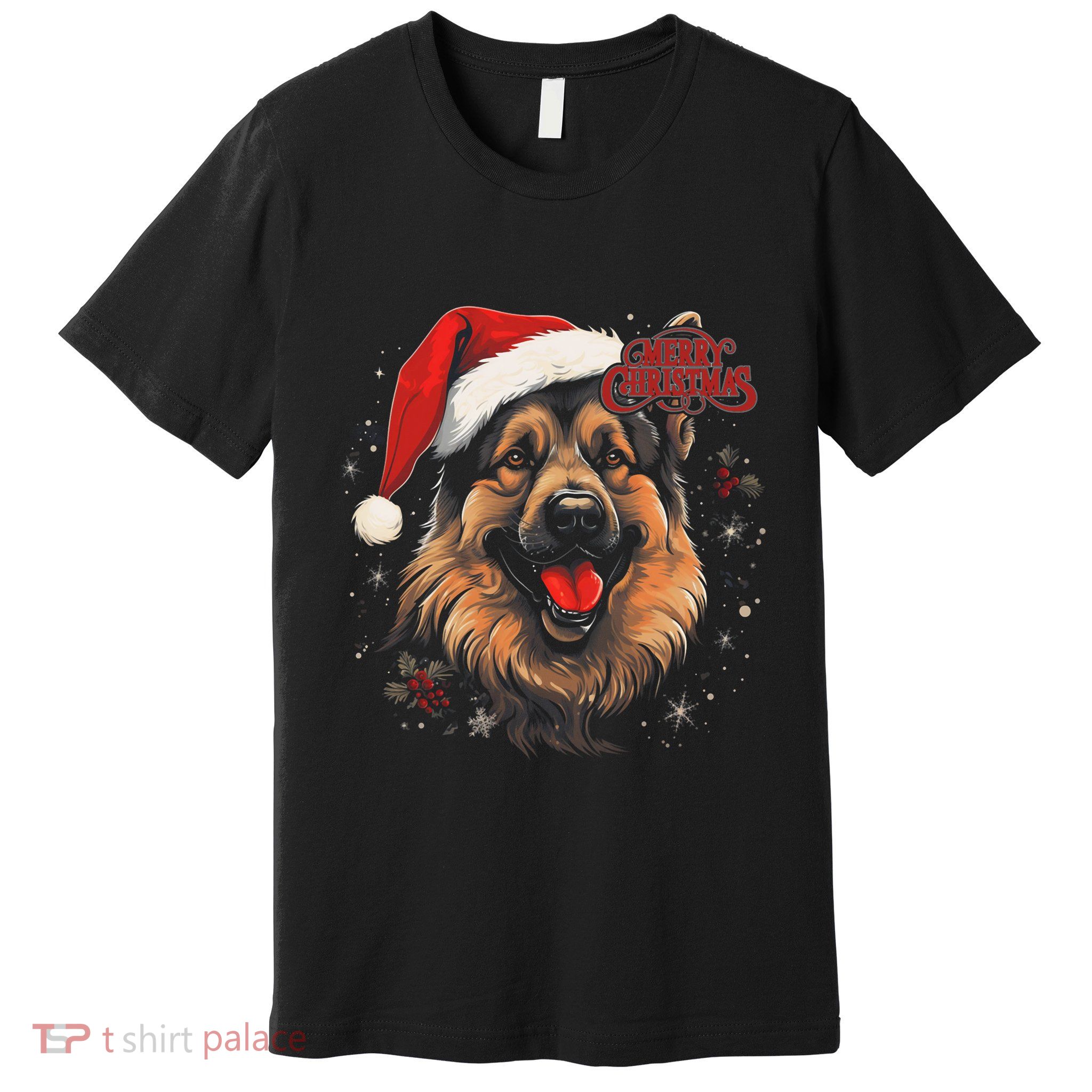 German Shepherd Dog Funny Merry Christmas Santa Holiday Premium T-Shirt