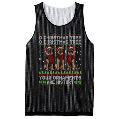 German Shepherd Dog Oh Christmas Tree Ugly Xmas Mesh Reversible Basketball Jersey Tank