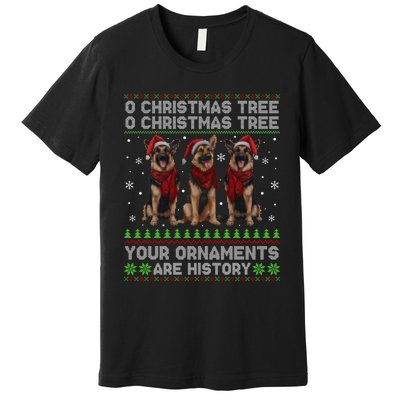 German Shepherd Dog Oh Christmas Tree Ugly Xmas Premium T-Shirt