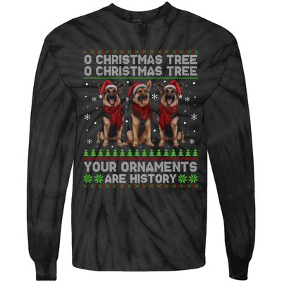 German Shepherd Dog Oh Christmas Tree Ugly Xmas Tie-Dye Long Sleeve Shirt