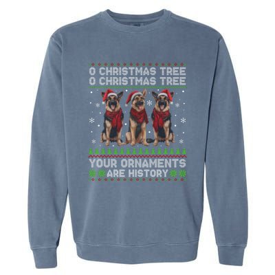 German Shepherd Dog Oh Christmas Tree Ugly Xmas Garment-Dyed Sweatshirt