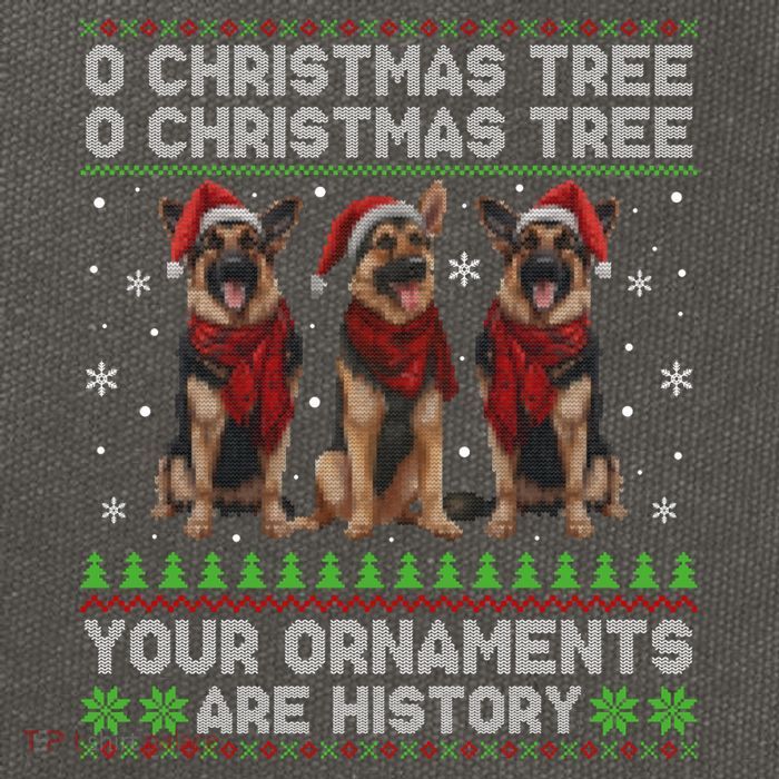 German Shepherd Dog Oh Christmas Tree Ugly Xmas Cotton Canvas Backpack