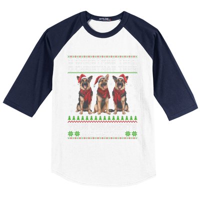 German Shepherd Dog Oh Christmas Tree Ugly Xmas Baseball Sleeve Shirt