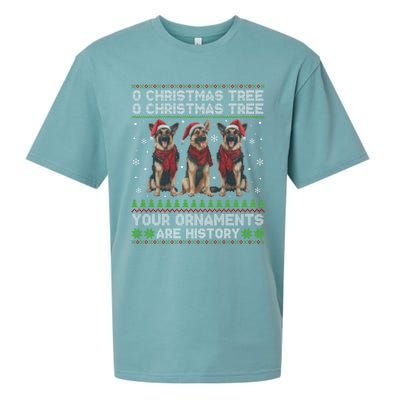 German Shepherd Dog Oh Christmas Tree Ugly Xmas Sueded Cloud Jersey T-Shirt