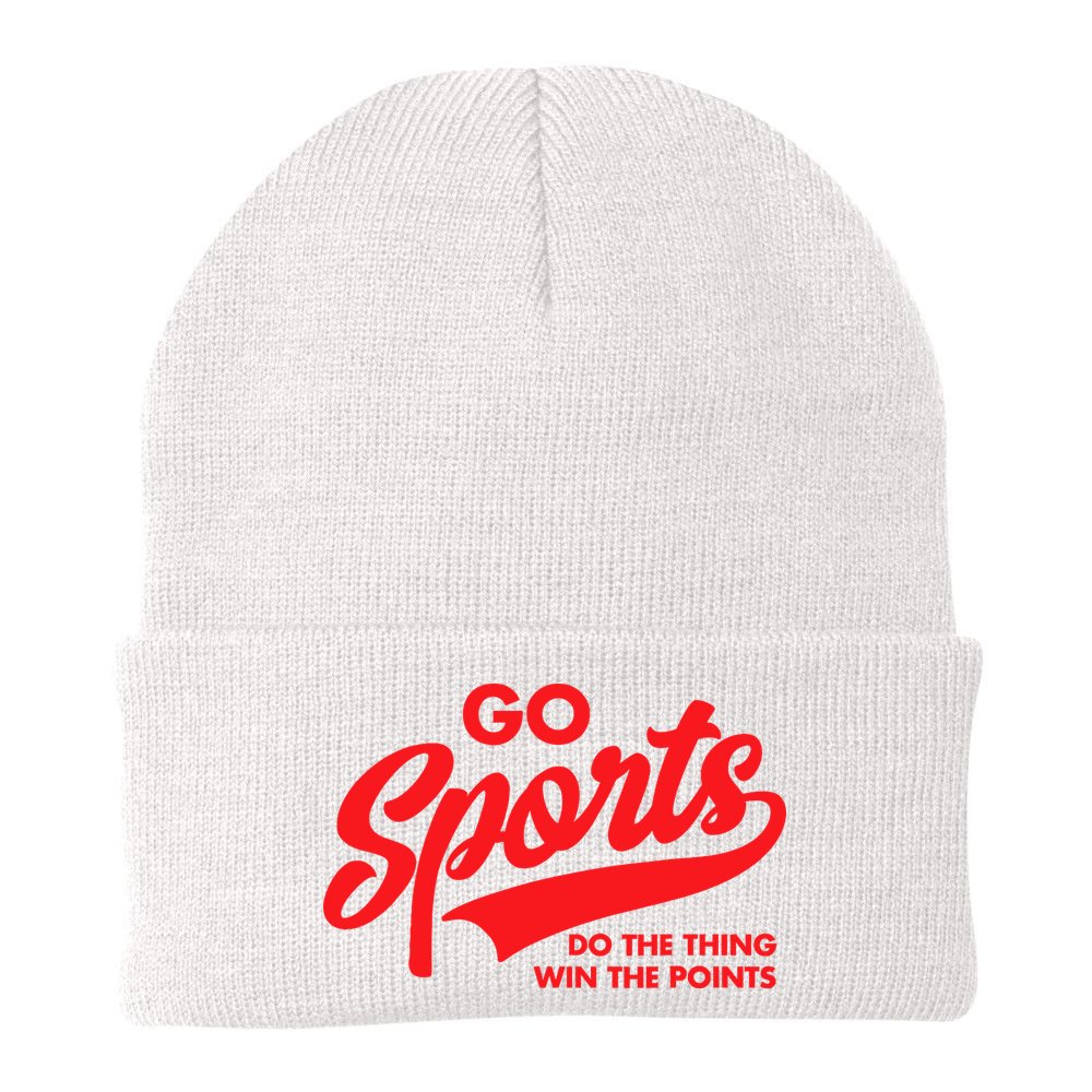 Go Sports Do The Thing Win The Points Funny Red Text Beanie
