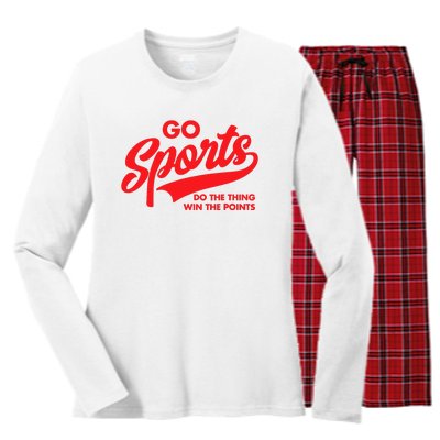 Go Sports Do The Thing Win The Points Funny Red Text Women's Long Sleeve Flannel Pajama Set 