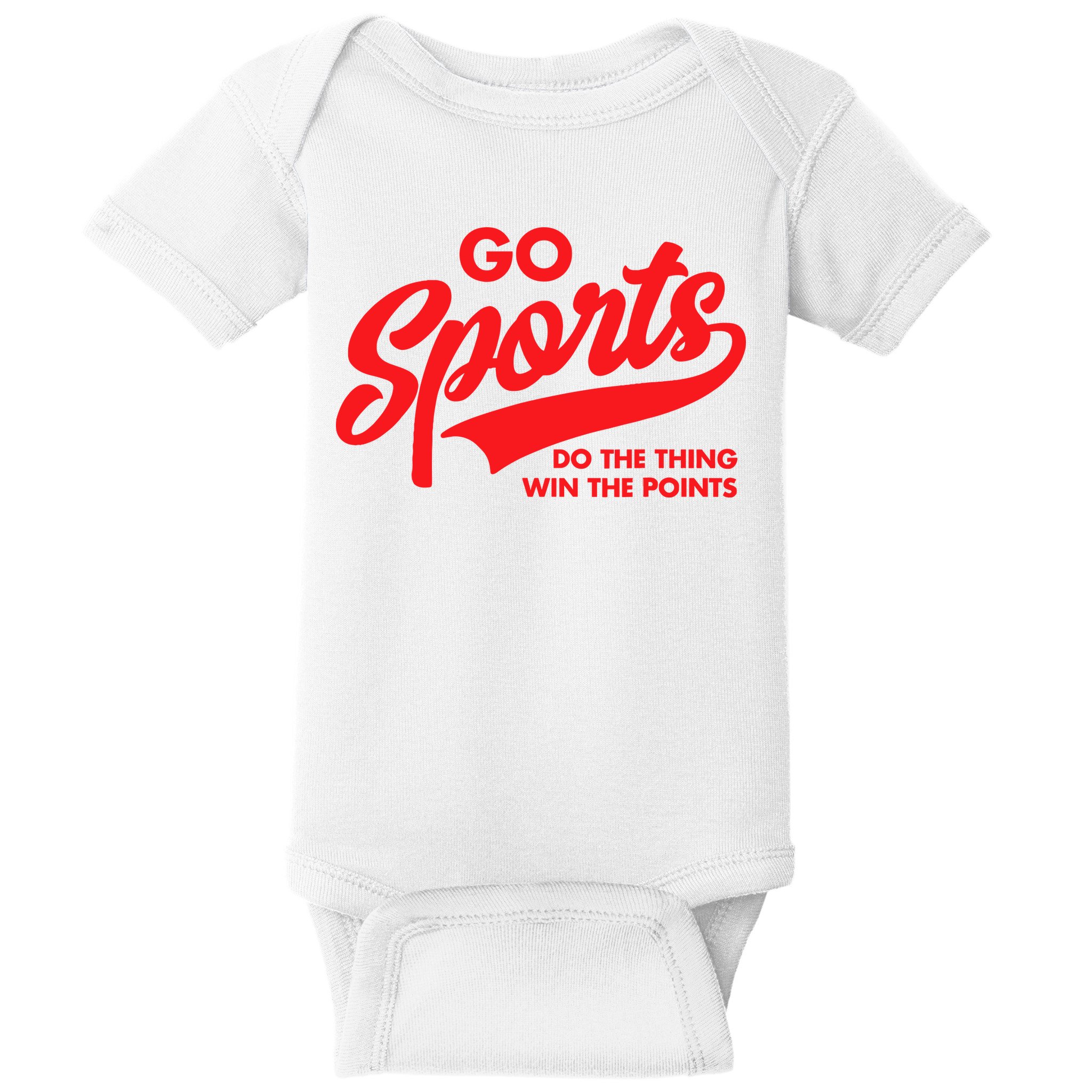 Go Sports Do The Thing Win The Points Funny Red Text Baby Bodysuit