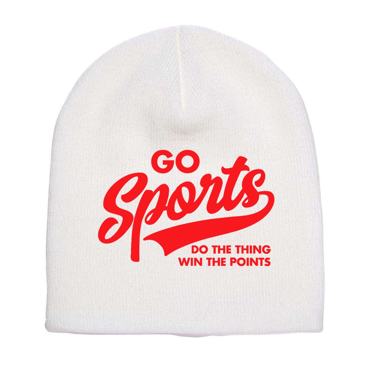 Go Sports Do The Thing Win The Points Funny Red Text Short Acrylic Beanie