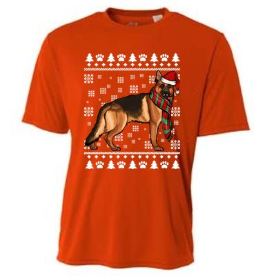 Ger Shepherd Dog Santa Hat Xmas Ugly Christmas Funny Gift Cooling Performance Crew T-Shirt