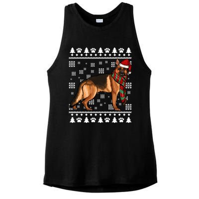 Ger Shepherd Dog Santa Hat Xmas Ugly Christmas Funny Gift Ladies PosiCharge Tri-Blend Wicking Tank