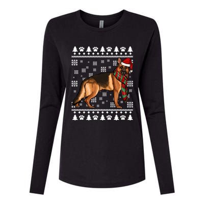 Ger Shepherd Dog Santa Hat Xmas Ugly Christmas Funny Gift Womens Cotton Relaxed Long Sleeve T-Shirt