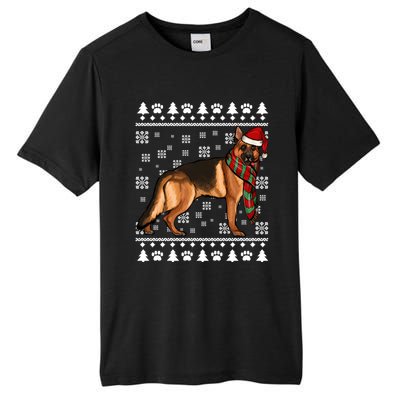 Ger Shepherd Dog Santa Hat Xmas Ugly Christmas Funny Gift Tall Fusion ChromaSoft Performance T-Shirt