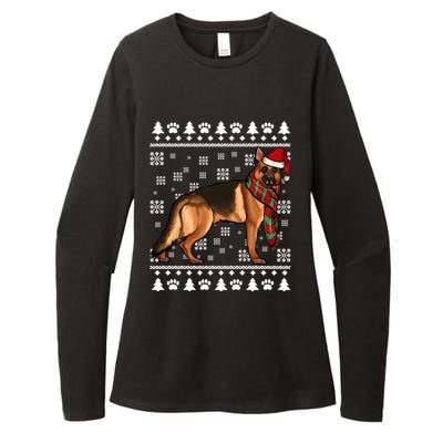 Ger Shepherd Dog Santa Hat Xmas Ugly Christmas Funny Gift Womens CVC Long Sleeve Shirt