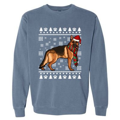 Ger Shepherd Dog Santa Hat Xmas Ugly Christmas Funny Gift Garment-Dyed Sweatshirt