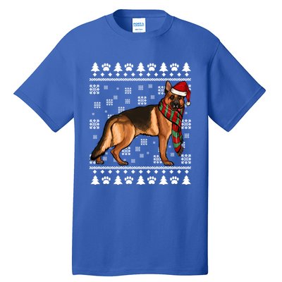 Ger Shepherd Dog Santa Hat Xmas Ugly Christmas Funny Gift Tall T-Shirt