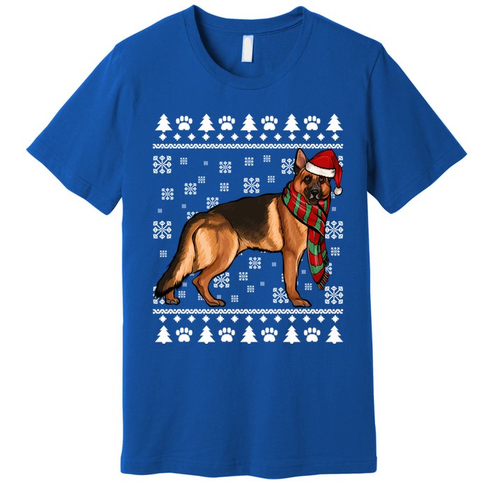 Ger Shepherd Dog Santa Hat Xmas Ugly Christmas Funny Gift Premium T-Shirt