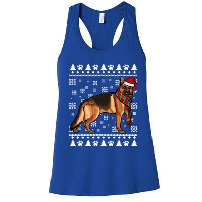 Ger Shepherd Dog Santa Hat Xmas Ugly Christmas Funny Gift Women's Racerback Tank