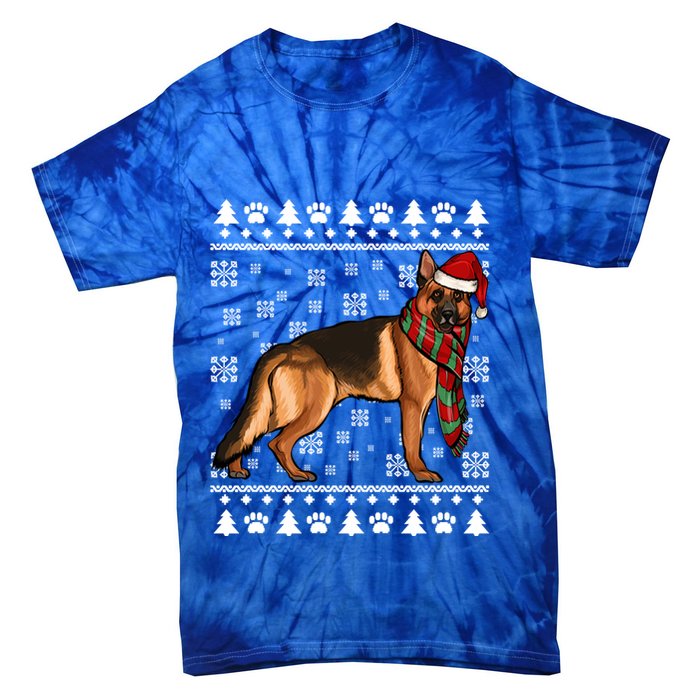 Ger Shepherd Dog Santa Hat Xmas Ugly Christmas Funny Gift Tie-Dye T-Shirt