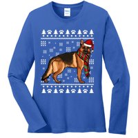 Ger Shepherd Dog Santa Hat Xmas Ugly Christmas Funny Gift Ladies Long Sleeve Shirt