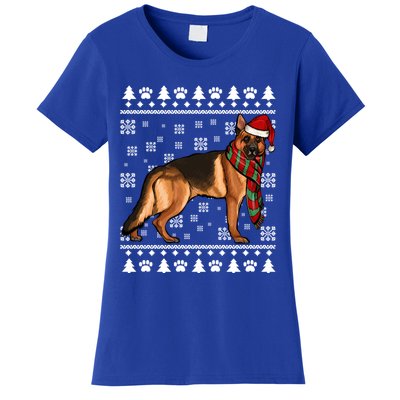 Ger Shepherd Dog Santa Hat Xmas Ugly Christmas Funny Gift Women's T-Shirt