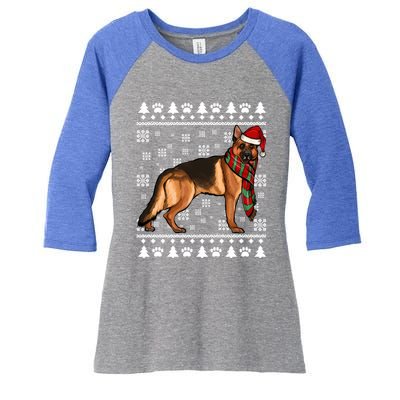 Ger Shepherd Dog Santa Hat Xmas Ugly Christmas Funny Gift Women's Tri-Blend 3/4-Sleeve Raglan Shirt