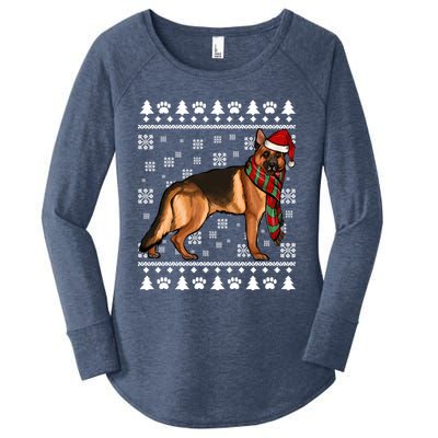 Ger Shepherd Dog Santa Hat Xmas Ugly Christmas Funny Gift Women's Perfect Tri Tunic Long Sleeve Shirt