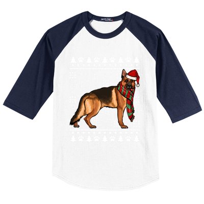 Ger Shepherd Dog Santa Hat Xmas Ugly Christmas Funny Gift Baseball Sleeve Shirt