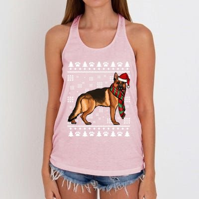 Ger Shepherd Dog Santa Hat Xmas Ugly Christmas Funny Gift Women's Knotted Racerback Tank