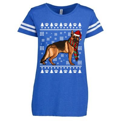 Ger Shepherd Dog Santa Hat Xmas Ugly Christmas Funny Gift Enza Ladies Jersey Football T-Shirt