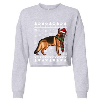 Ger Shepherd Dog Santa Hat Xmas Ugly Christmas Funny Gift Cropped Pullover Crew