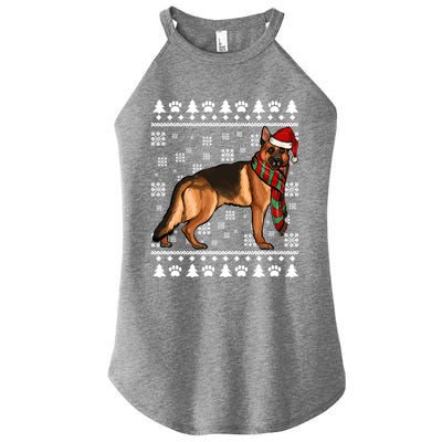 Ger Shepherd Dog Santa Hat Xmas Ugly Christmas Funny Gift Women's Perfect Tri Rocker Tank